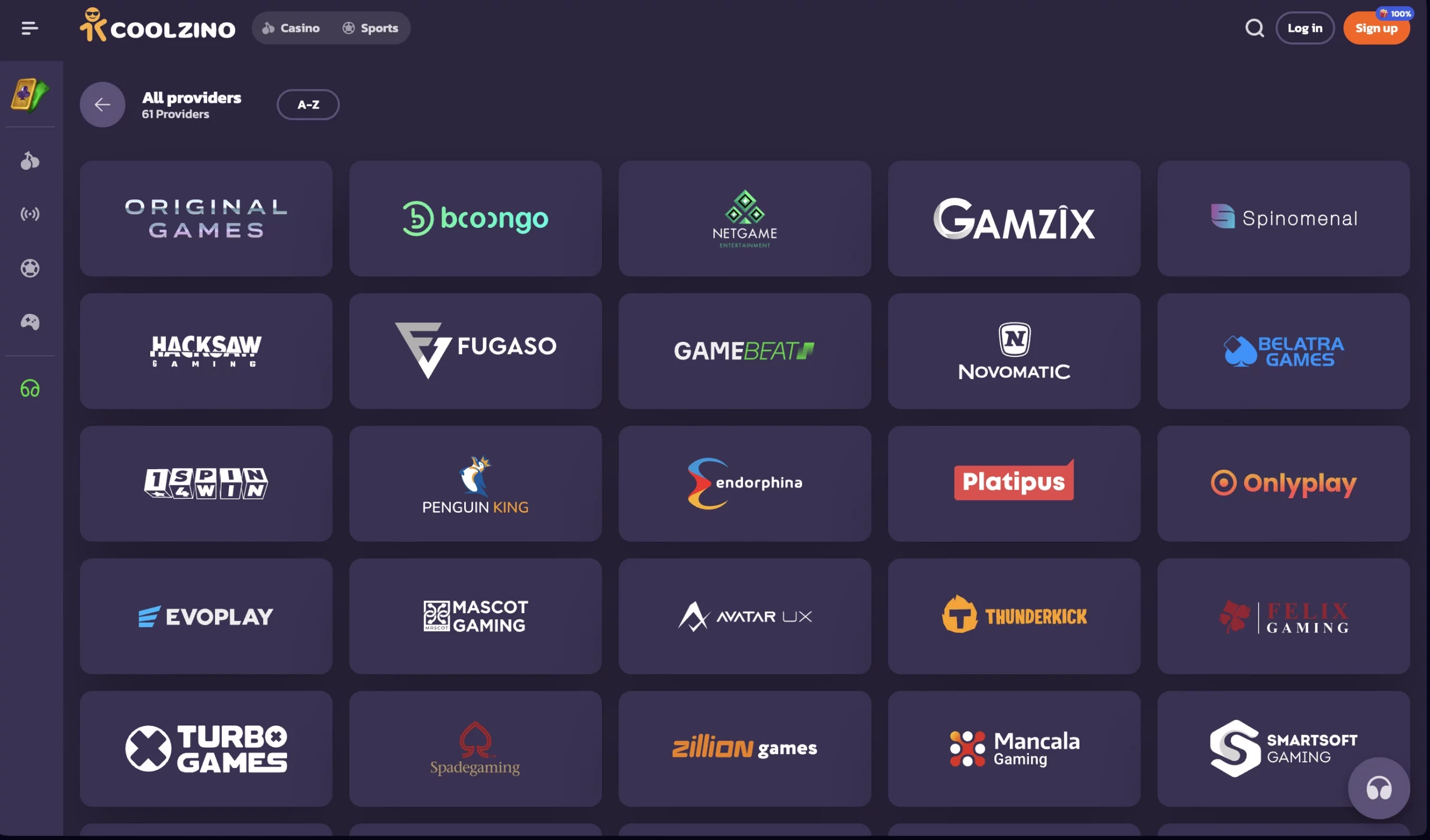 Παροχέας του Coolzino Casino